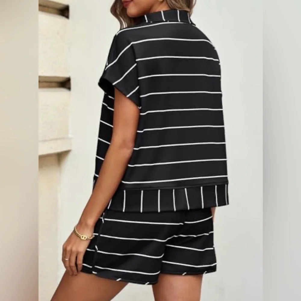 entro Black & White Top & Shorts Set - Picture 2 of 8